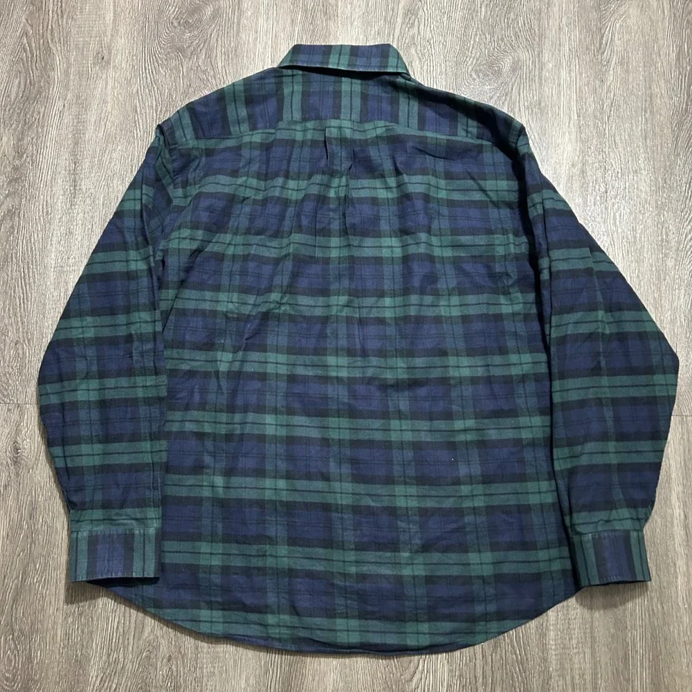 Brooks Brothers Madison Fit Shirt XL‎ Green Navy Blue Button Down Plaid Cotton
